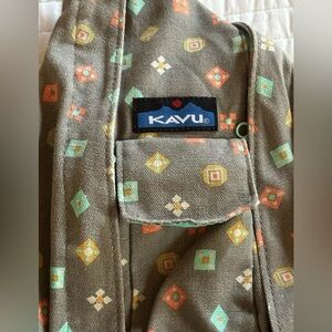 KAVU floral rope sling bag backpack.